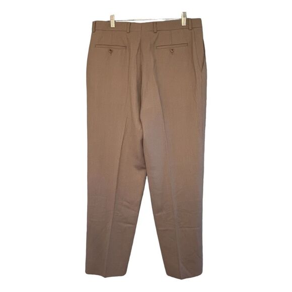 Armani Collezioni Virgin Wool Trousers Taupe Gray Flat Front Dress Pants 36R - Picture 5 of 11